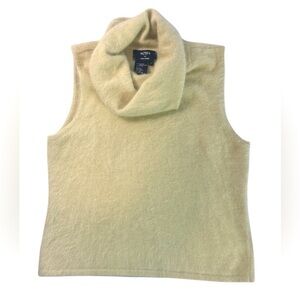 Metro 6 Nina Leonard Women’s Sweater Sleeveless Angora Size L Yellow Turtleneck